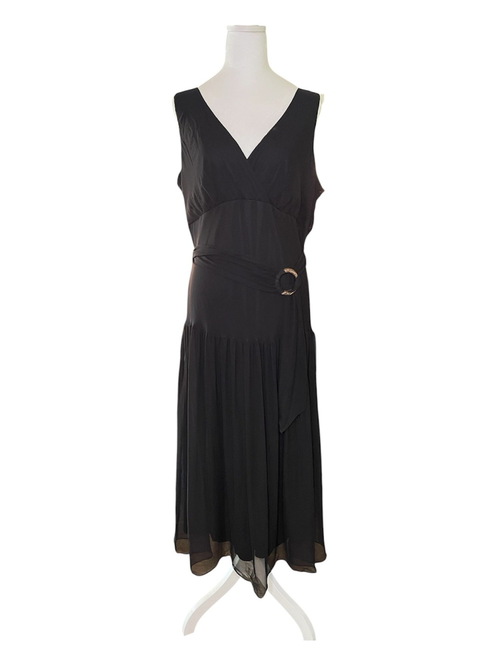 Jonathan Martin Washable Silk Midi Black Dress Women’s size 16